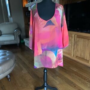 Avenue Pink Sheer Top Floral Print‎